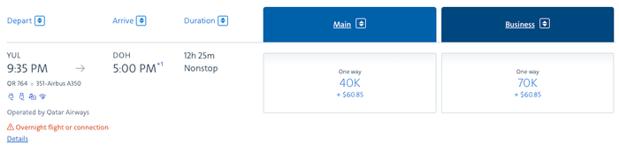AAdvantage award YUL DOH Qsuite AAdvantage award YUL DOH Qsuite