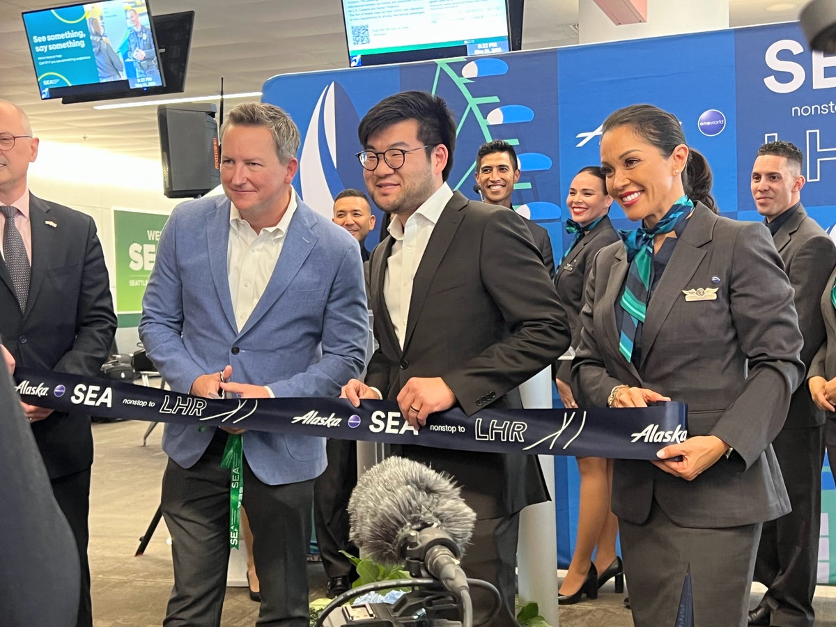 Alaska Airlines Seatle to London inaugural ribbon cutting Alaska Airlines Seatle to London inaugural ribbon cutting