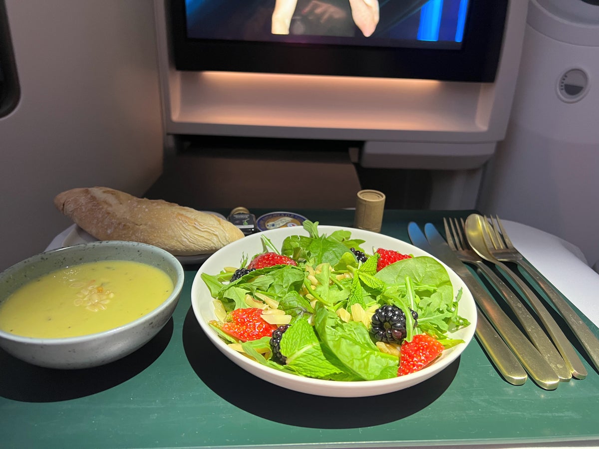 Alaska Airlines soup and salad