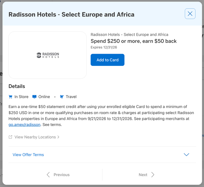 Amex Offer Radisson September 2026 Amex Offer Radisson September 2026