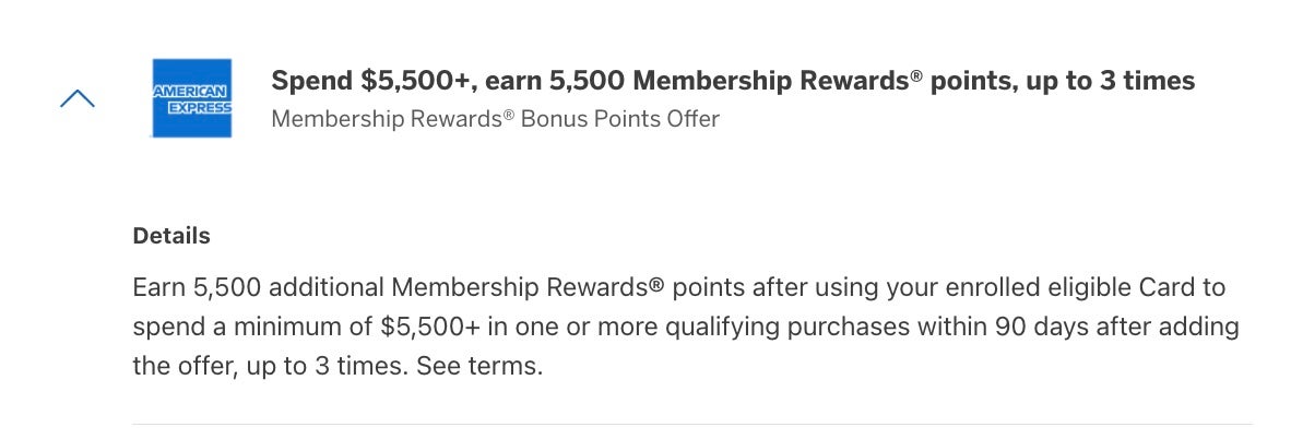 Amex Offer up to 16,5k
