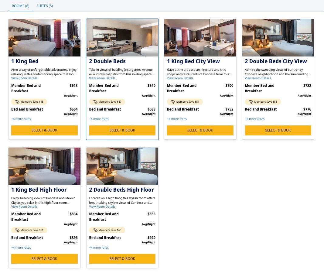 Andaz Condesa Cash Rates