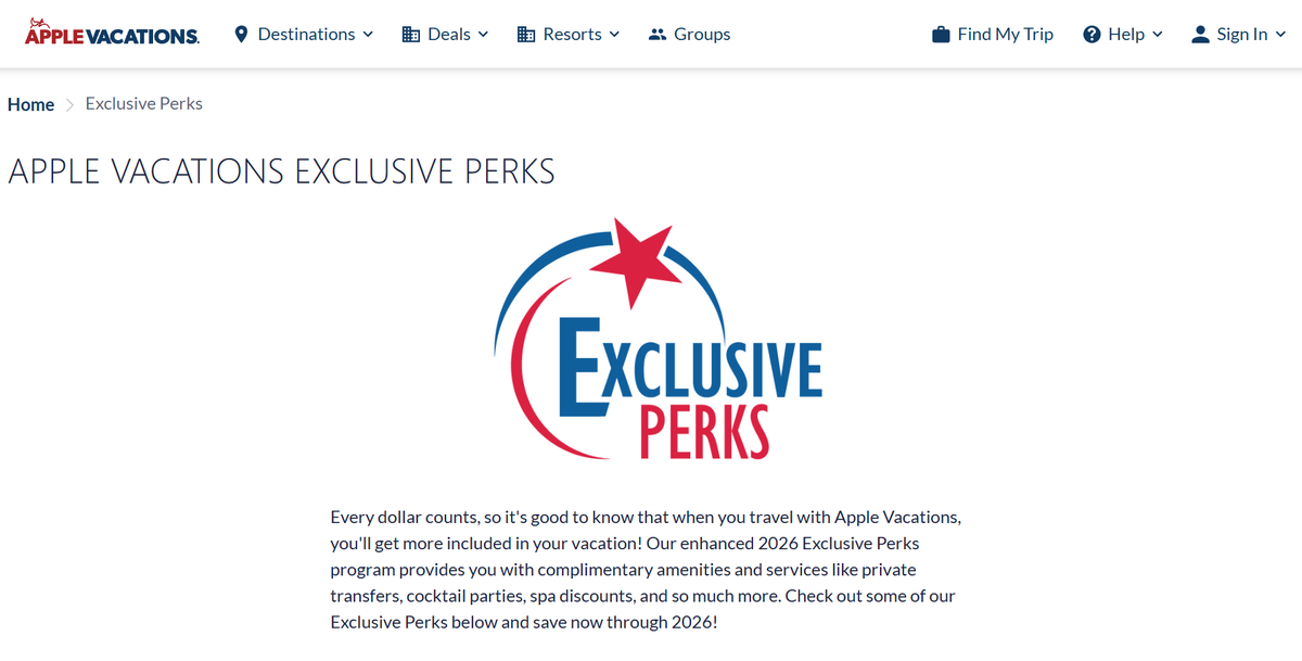 Apple Vacations Exclusive Perks Apple Vacations Exclusive Perks
