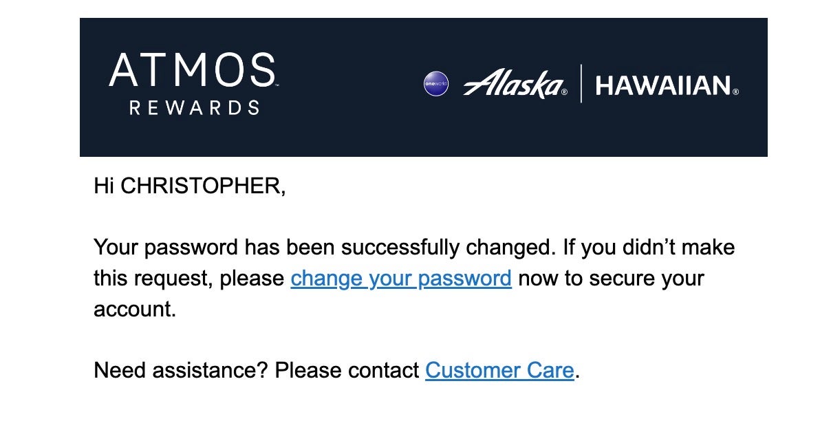 Atmos password changed