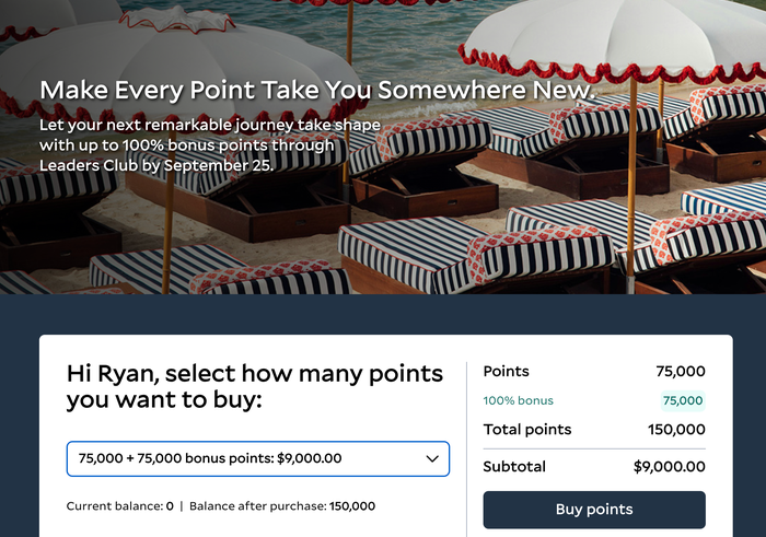 Buy Leaders Club points August 2026