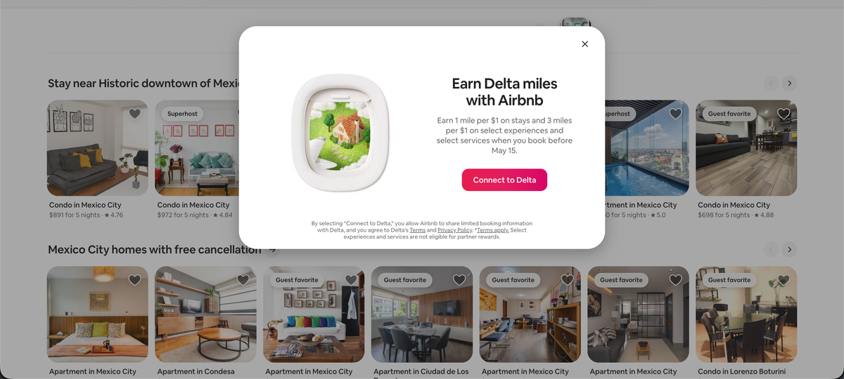 Connect Delta Airbnb first page