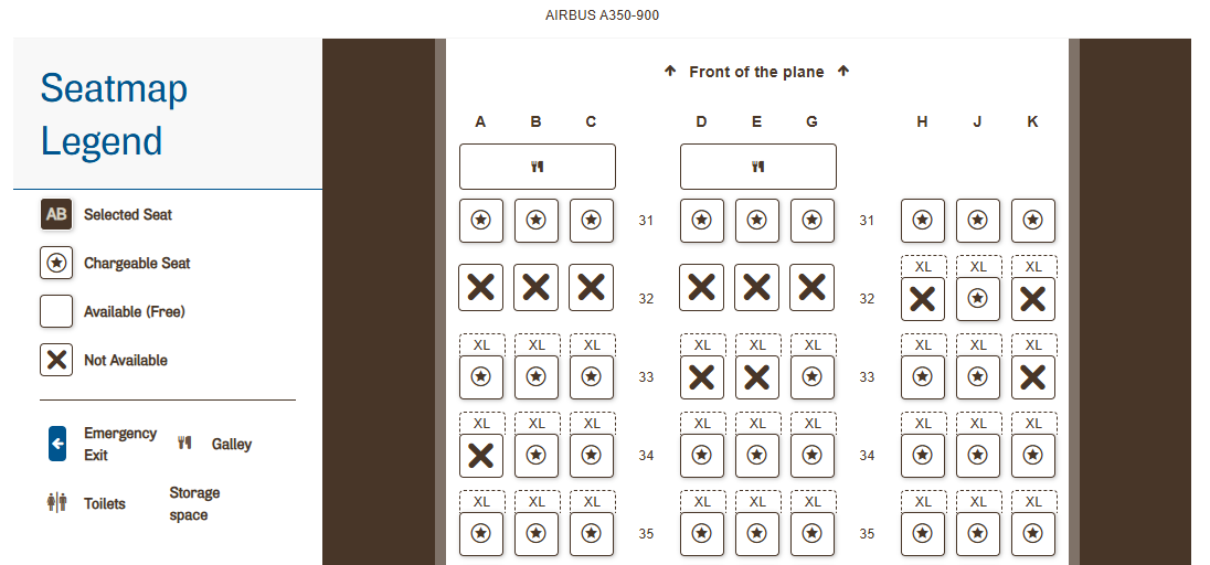 Fiji Airways seat selection