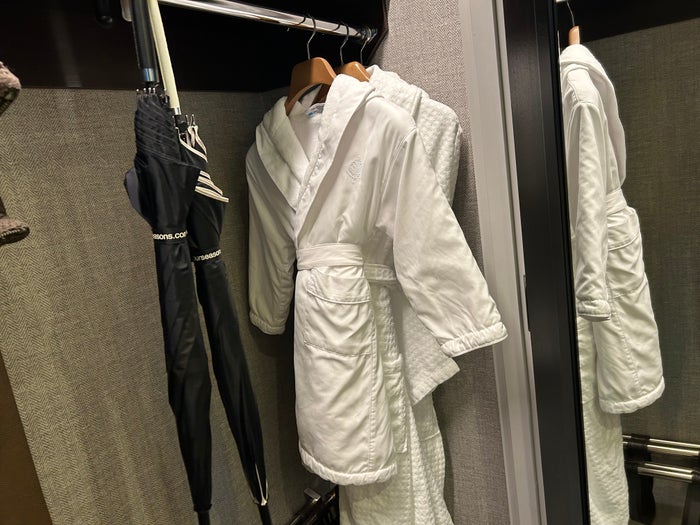Four Seasons One Dalton Boston room 1502 robes umbrella