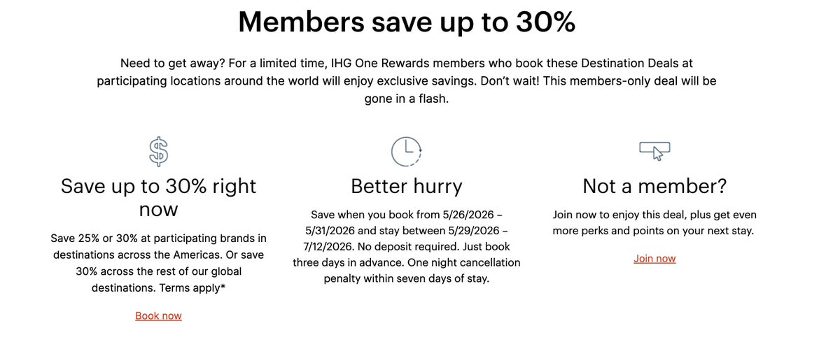 IHG Destination Deals Summer 2026