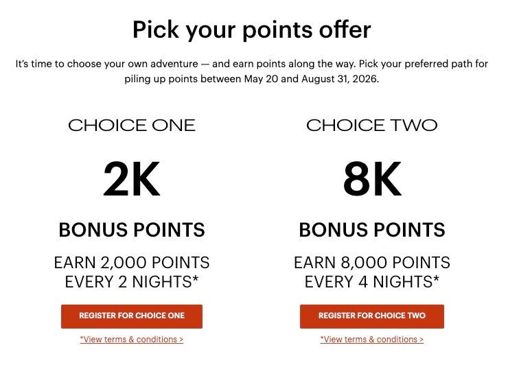 IHG Pick Your Points Promo