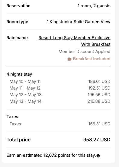 IHG four nights cash rate