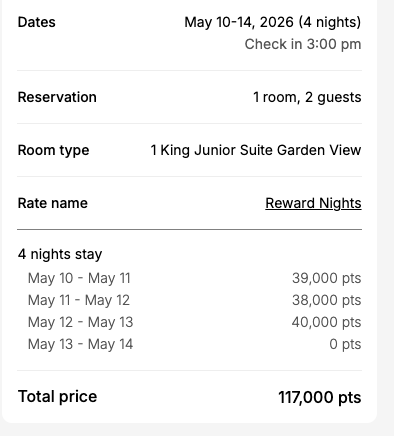 IHG fourth night free benefit