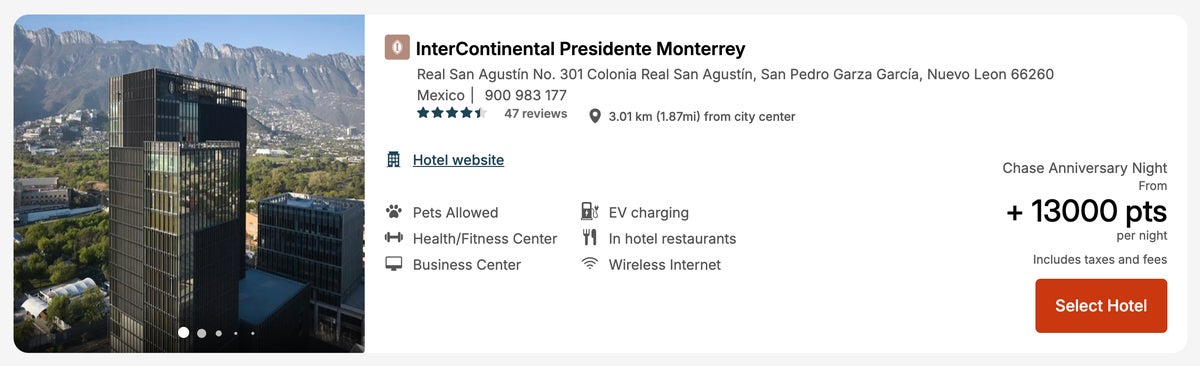 InterContinental Presidente Monterrey free night top up