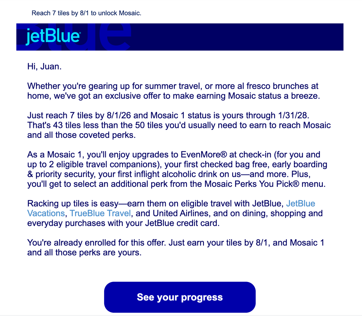 JetBlue Mosaic Shortcut Screenshot JetBlue Mosaic Shortcut Screenshot