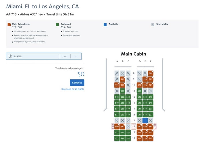 MIA LAX AA Main cabin extra fee MIA LAX AA Main cabin extra fee