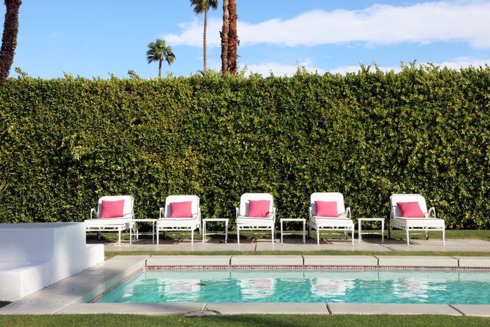 Palm Springs California Villa Sierra .vacation house pools deck chairs Michael Y Park sm