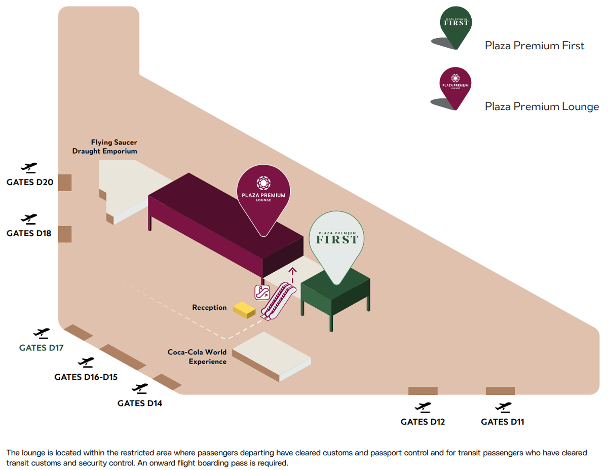Plaza Premium Lounge DFW Terminal D map