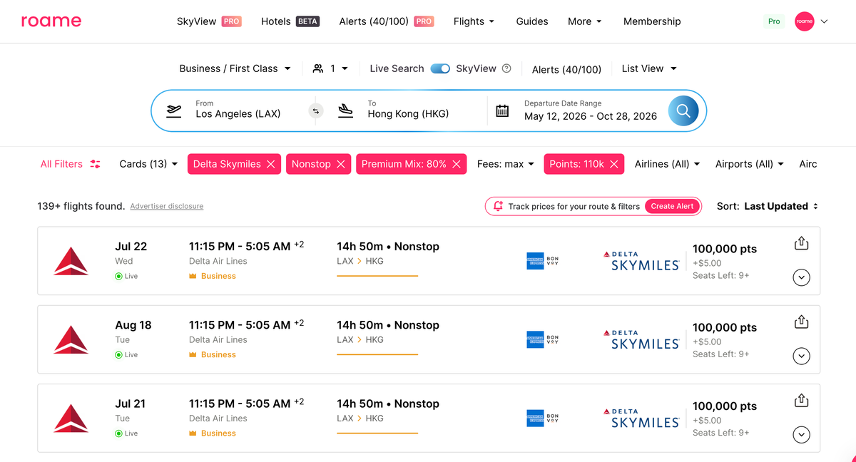 Roame search LAX HKG Delta Roame search LAX HKG Delta
