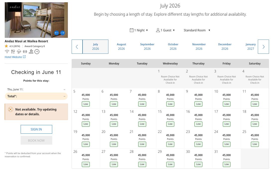 Andaz Maui Award Availability