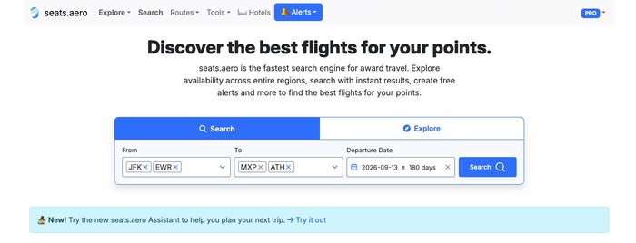 Seats.aero homepage Seats.aero homepage