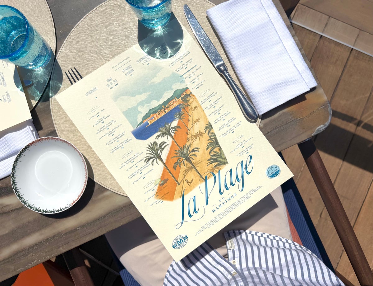 White Lotus Hotel Martinez Hyatt La Plage menu