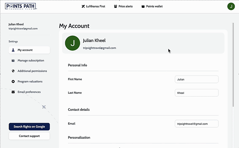 Points Path activate Chase Travel information
