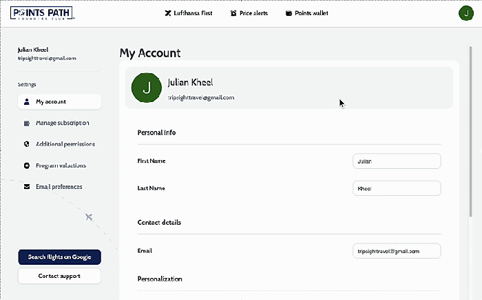 image Points Path activate Chase Travel information