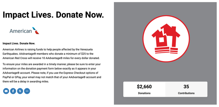 AA bonus miles earthquake relief
