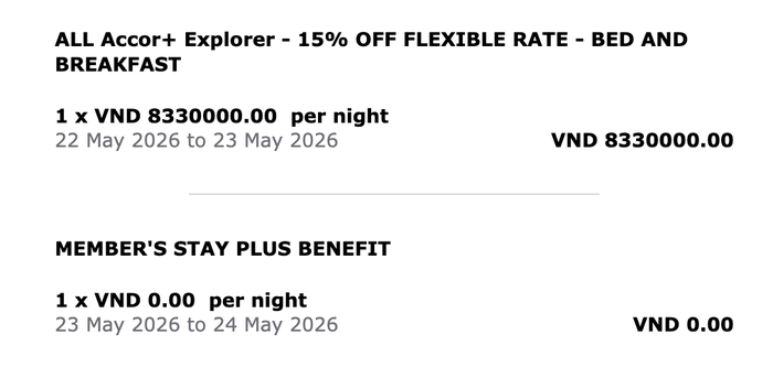 Accor Member Stay Plus benefit
