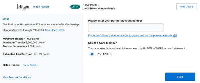 Amex Hilton transfer bonus July 2026 Amex Hilton transfer bonus July 2026