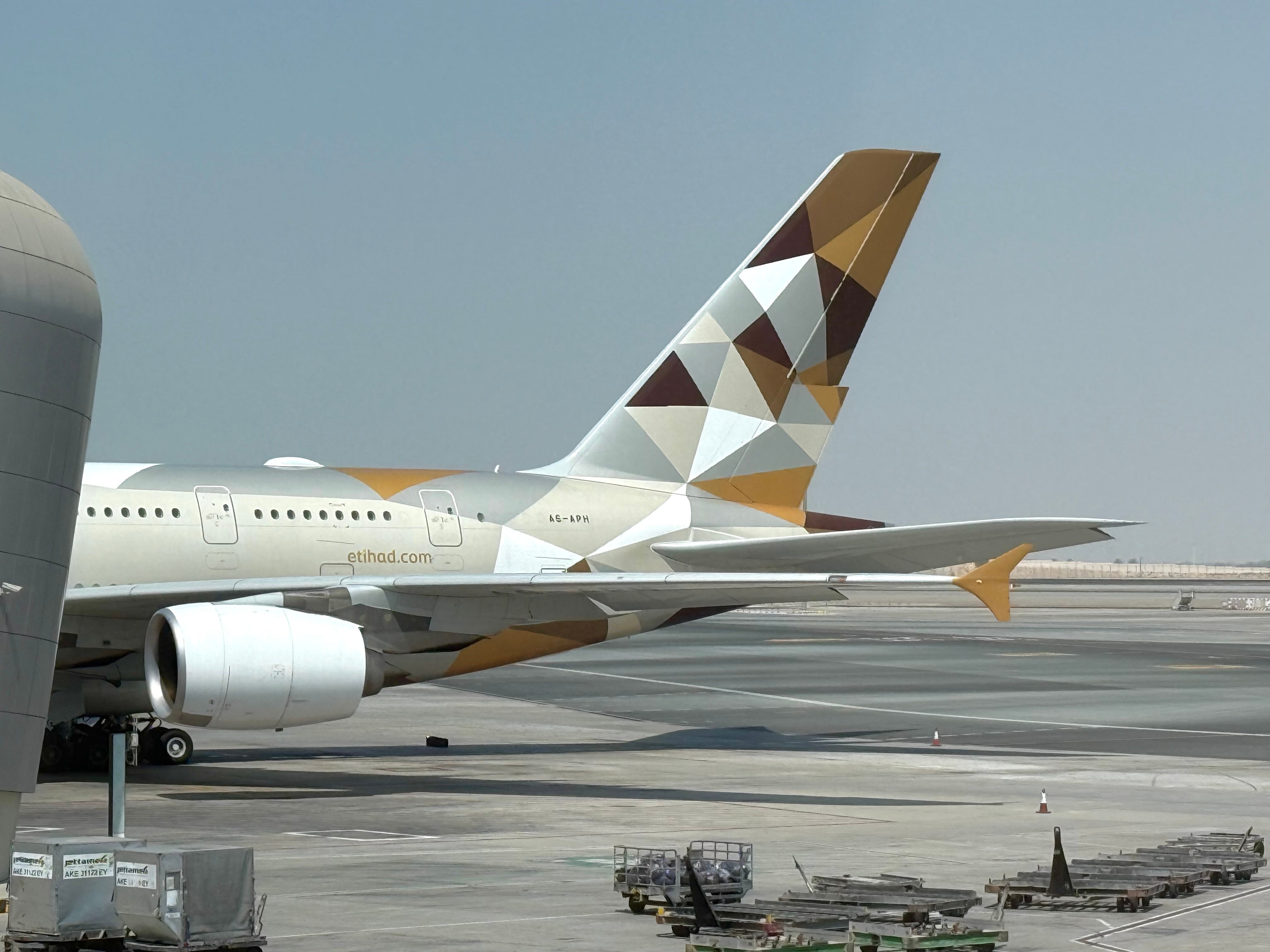 Etihad Airbus A380 at Abu Dhabi airport
