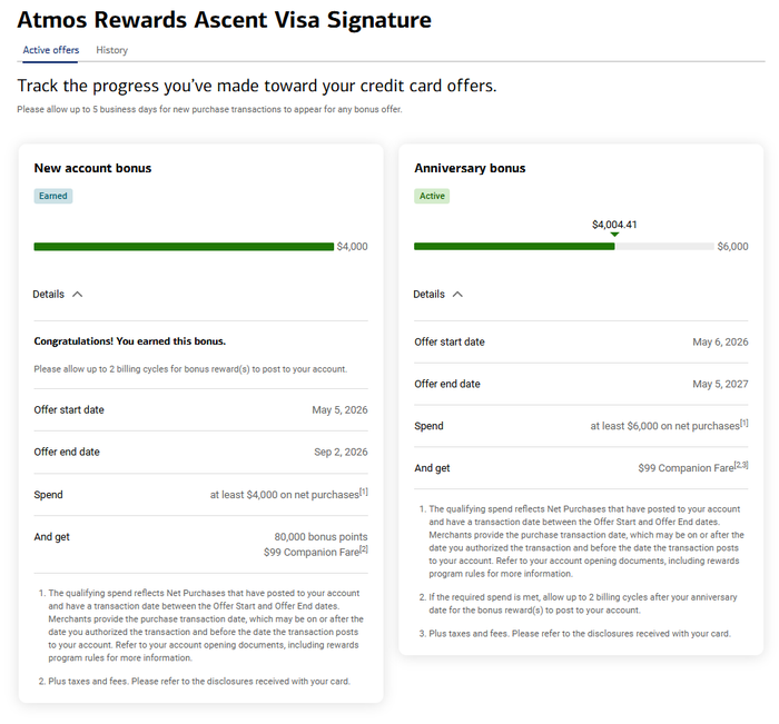 Atmos Rewards Ascent bonus tracker Atmos Rewards Ascent bonus tracker