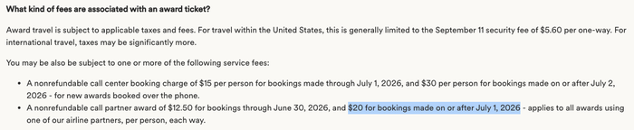 Atmos Rewards partner fee change terms
