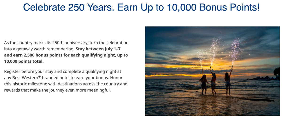 Best Western 2500 points per night promo 2026