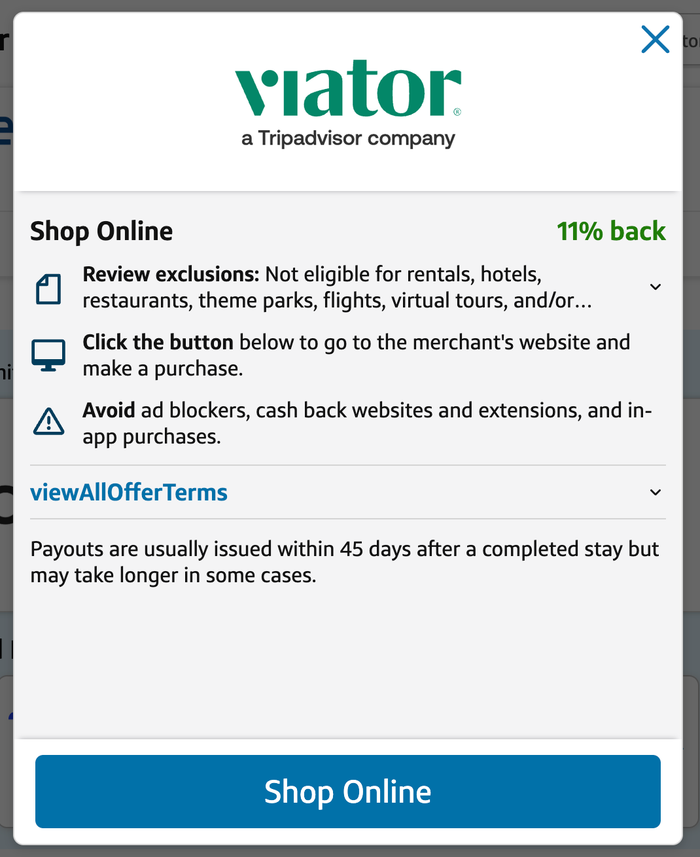 Capital One Shopping Viator Screenshot 2026 07 07