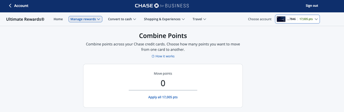 Chase UR combine pts