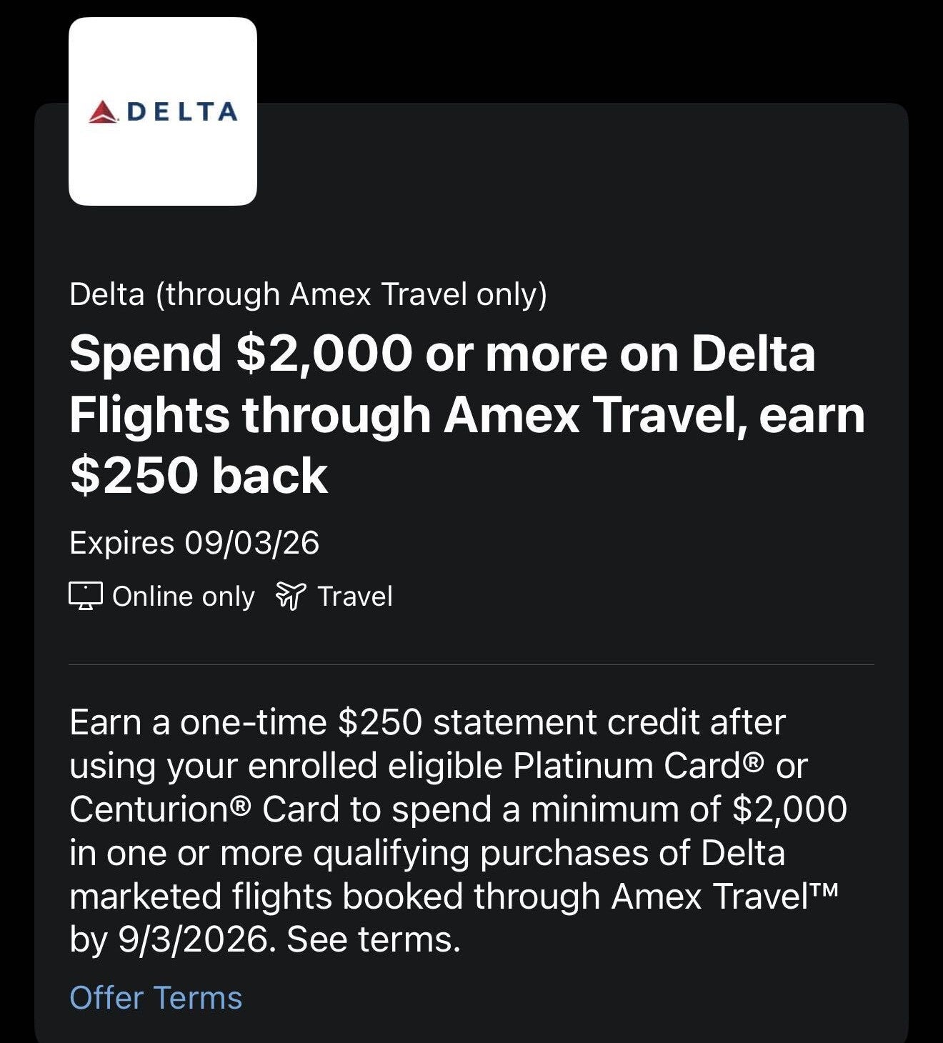 Delta Amex Offer 08 19 26