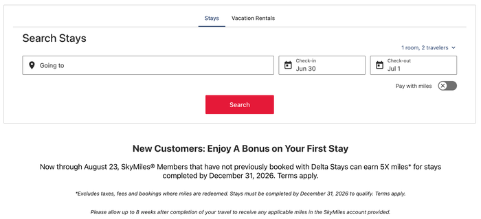 Delta Stays 5x miles promo June 2026
