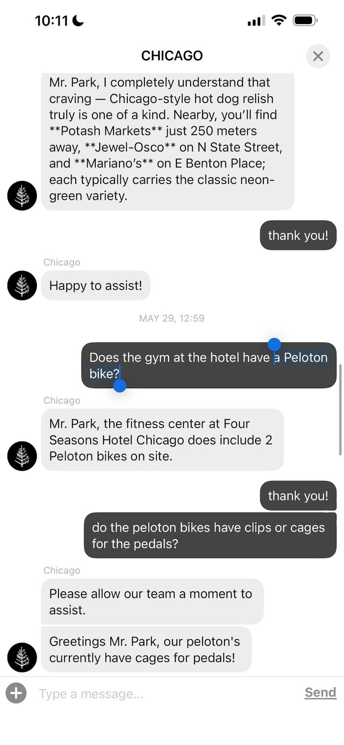 Four Seasons Chicago neon green Peloton
