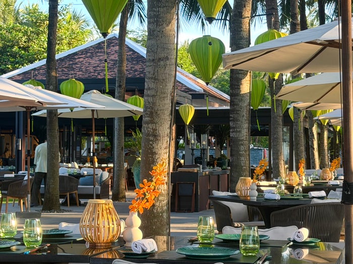 Four Seasons The Nam Hai La Sen tables and lanterns Four Seasons The Nam Hai La Sen tables and lanterns
