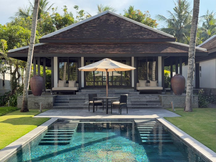 Four Seasons The Nam Hai villa private pool and living area Four Seasons The Nam Hai villa private pool and living area