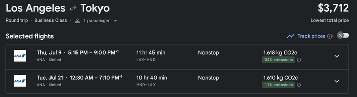 Google Flights ANA business class LAX HND Google Flights ANA business class LAX HND