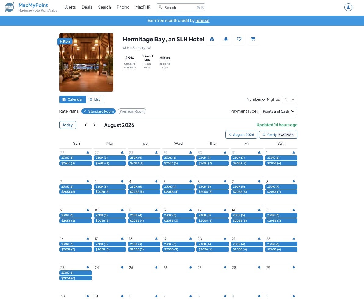 Hermitage Bay MaxMyPoint Summer 2026 Availability Hermitage Bay MaxMyPoint Summer 2026 Availability