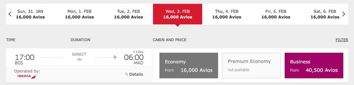 Iberia Avios Business Class