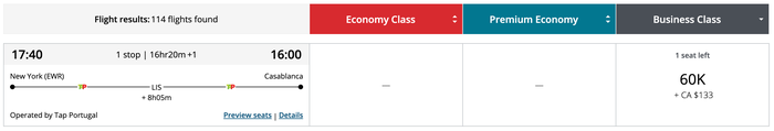 Aeroplan EWR-LIS-CMN Aeroplan EWR-LIS-CMN