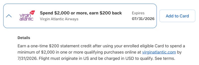 Virgin Atlantic Amex Offer