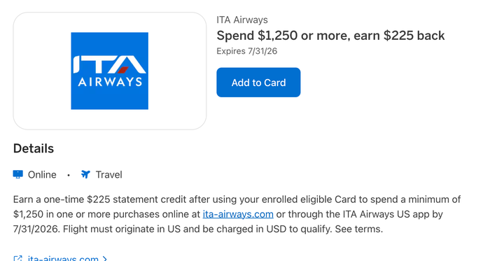 ita amex offer ita amex offer