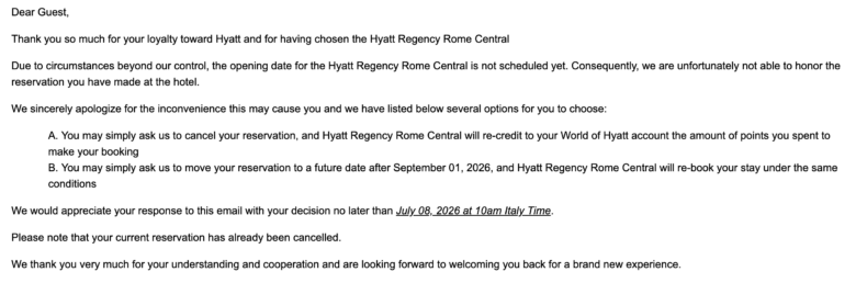 2.1 Email from Hyatt Regency Rome