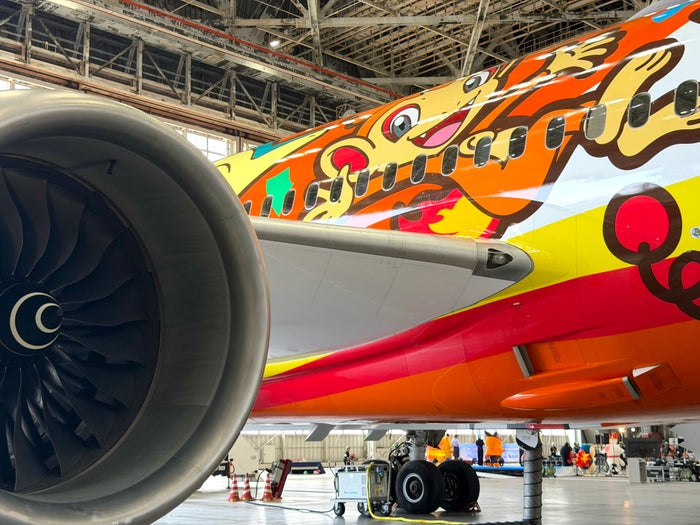 ANA Pokemon Red plane engine up close