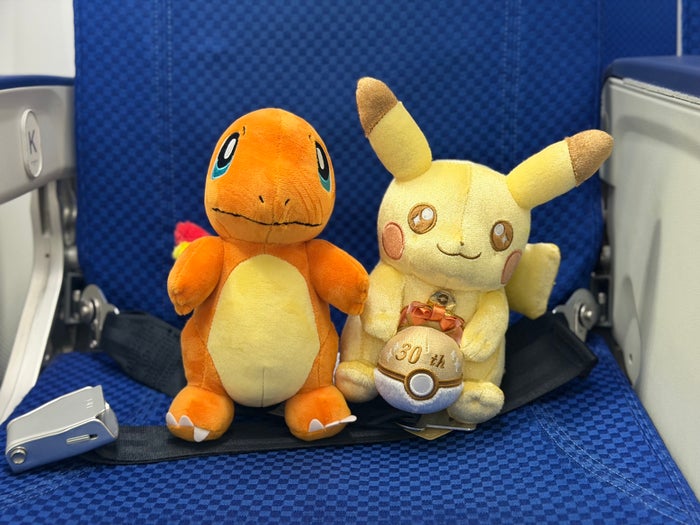ANA Pokemon Red plane interior plushies